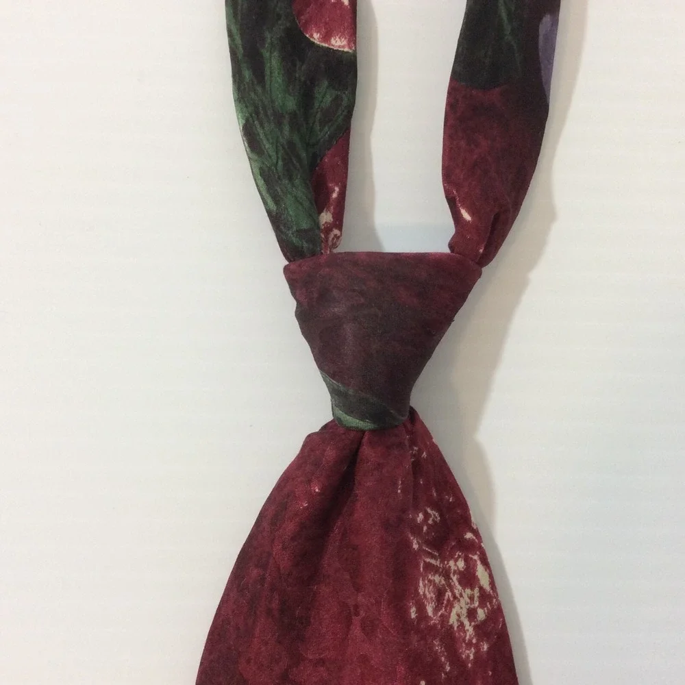STRUCTURE Mens Necktie Tie Silk Italian Red Purple Green USA 3.75 in width